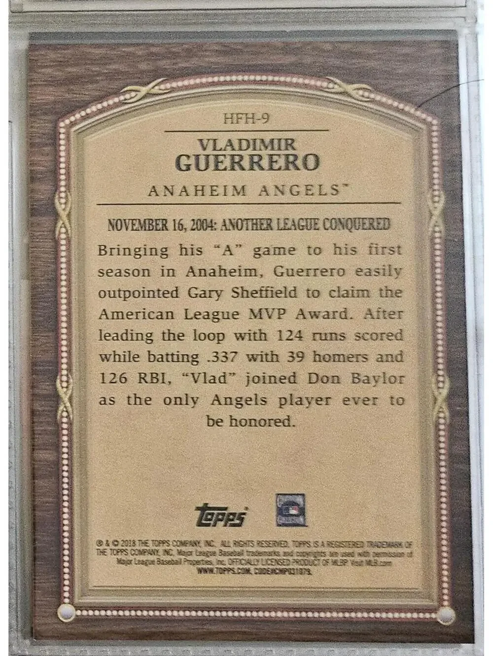 2018 Topps Update Hall of Famer Highlights Insert #HFH-9 Vladimir Guerrero LAA - Picture 2 of 2